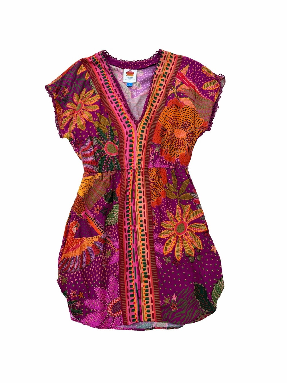 FARM Rio Purple Pink Orange Floral Mini Dress